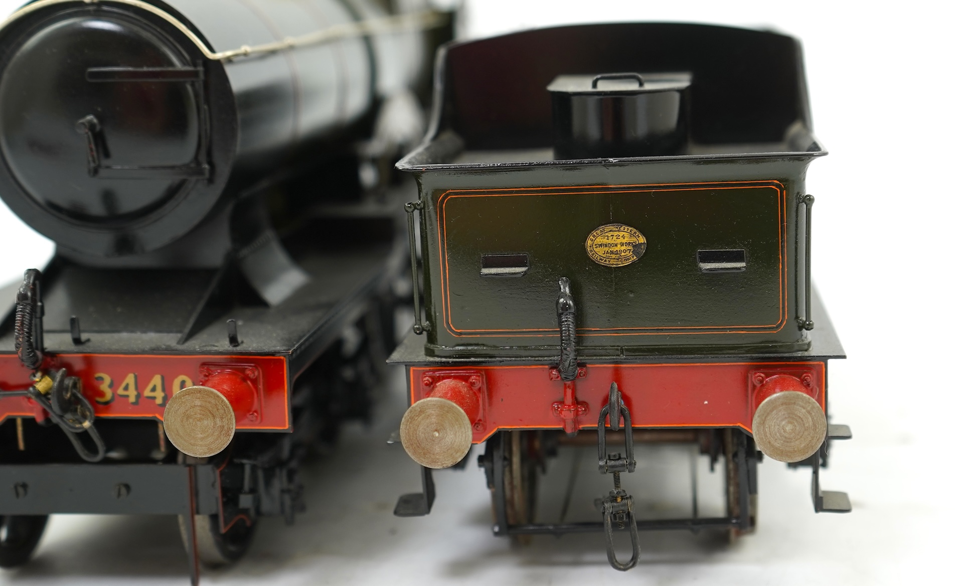 A Gauge One Cherry Scale Models (No. 60) model of GWR Class 37xx City of Truro 3440, 4-4-0 tender locomotive, powered for two rail operation.